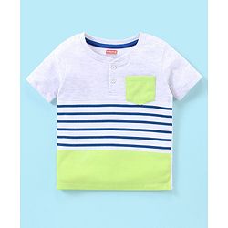 Babyhug Cotton Half Sleeves T-Shirt and Knee Length Shorts Striped - Blue