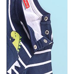 Babyhug 100% Cotton Half sleeves T-Shirt and Shorts Set Striped & Dino Printed - Blue & White