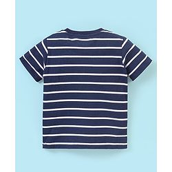 Babyhug 100% Cotton Half sleeves T-Shirt and Shorts Set Striped & Dino Printed - Blue & White