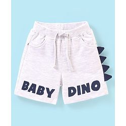 Babyhug 100% Cotton Half sleeves T-Shirt and Shorts Set Striped & Dino Printed - Blue & White