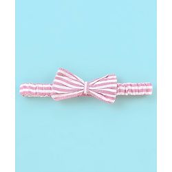Babyhug Yarndyed  Seer Sucker Woven Sleeveless Frock with Headband Bow Applique - Pink