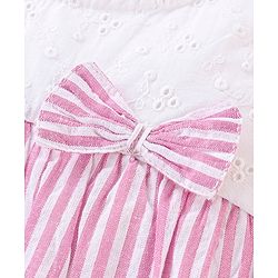 Babyhug Yarndyed  Seer Sucker Woven Sleeveless Frock with Headband Bow Applique - Pink
