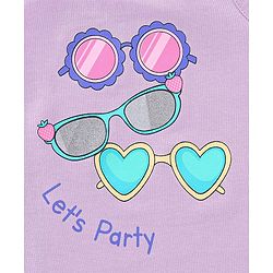 Babyhug 100% Cotton Knit Sleeveless T-Shirt with Bow Appliques Goggles Print - Light Purple