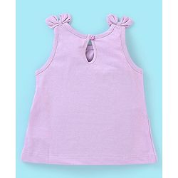 Babyhug 100% Cotton Knit Sleeveless T-Shirt with Bow Appliques Goggles Print - Light Purple