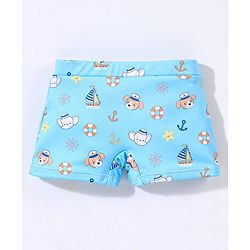 Babyhug Short Length Swimming Trunk Boats Print - Blue