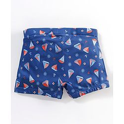 Babyhug Swimming Trunk Boat Print - Navy Blue
