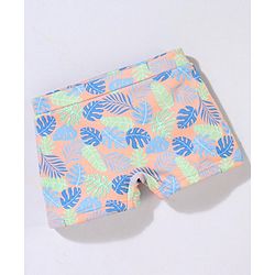 Babyhug Short Length Swimming Trunk Leaves Print - Blue