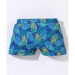 Babyhug Short Length Swimming Trunk Leaves Print - Blue