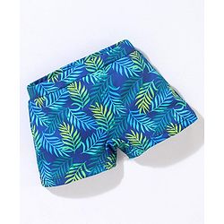 Babyhug Short Length Swimming Trunk Leaves Print - Blue