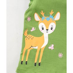 Babyhug 100% Cotton Half Sleeves Knit Tee with Graphics & Frill Detailing - Green