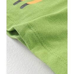 Babyhug 100% Cotton Half Sleeves Knit Tee with Graphics & Frill Detailing - Green