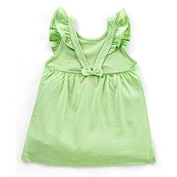 Babyhug Cotton Sleeveless Tee With Graphics Frill Detailing & Bow At Back- Light Green