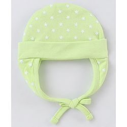 Babyhug 100% Cotton Knit Tie-Knot Cap Stars Print - Green