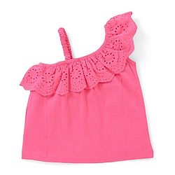 Babyhug 100% Cotton Schifilli Woven Sleeveless Top with Frilled Detailing - Pink