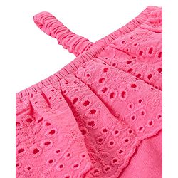Babyhug 100% Cotton Schifilli Woven Sleeveless Top with Frilled Detailing - Pink