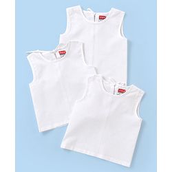 Babyhug 100% Cotton Sleeveless Jhabla with Back Knot Pack of 3 - White