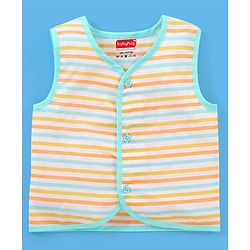 Babyhug 100% Cotton Sleeveless Jhabla Striped & Dino Print Pack of 3 - Blue & White