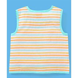 Babyhug 100% Cotton Sleeveless Jhabla Striped & Dino Print Pack of 3 - Blue & White
