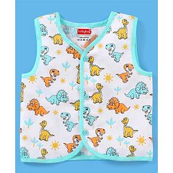 Babyhug 100% Cotton Sleeveless Jhabla Striped & Dino Print Pack of 3 - Blue & White
