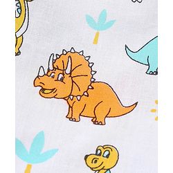 Babyhug 100% Cotton Sleeveless Jhabla Striped & Dino Print Pack of 3 - Blue & White