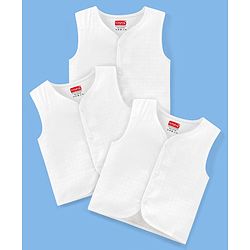 Babyhug 100% Cotton Sleeveless Jhablas Pack Of 3 - White