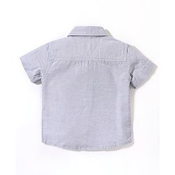 Babyhug 100% Cotton Woven Half Sleeves Solid Oxford Shirt with Badge - Grey