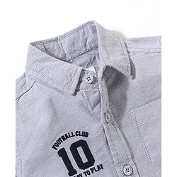 Babyhug 100% Cotton Woven Half Sleeves Solid Oxford Shirt with Badge - Grey