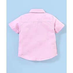 Babyhug Half Sleeves Regular Collar Solid Oxford Shirt with Cut & Sew Pattern - Pink