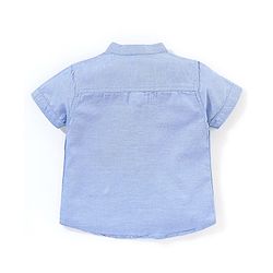 Babyhug 100% Cotton Half Sleeves Solid Oxford Shirt With Front False Suspender -Blue