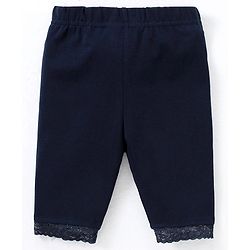 Babyhug Lace Border Three Fourth Leggings - Navy