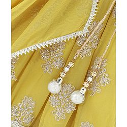 Babyhug Sleeveless Sequenced Choli With Gotta Patti Embroidered Lehenga And Dupatta- Mustard