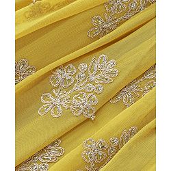 Babyhug Sleeveless Sequenced Choli With Gotta Patti Embroidered Lehenga And Dupatta- Mustard