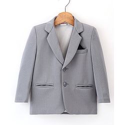 Babyhug Full Sleeves Party Wear Textured Blazer Solid- Grey