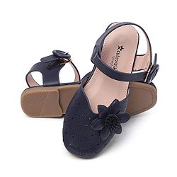 Cute Walk by Babyhug Bellies with Buckle Closure Floral Applique - Navy Blue