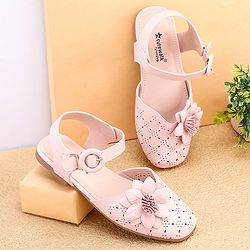 Cute Walk by Babyhug Bellies with Buckle Closure Floral Applique - Navy Blue