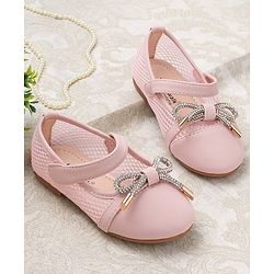 Cute Walk By Babyhug Bellies with Velcro Closure & Bow Applique - Pink