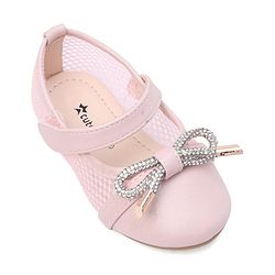 Cute Walk By Babyhug Bellies with Velcro Closure & Bow Applique - Pink