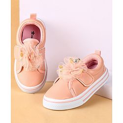 Cute Walk by Babyhug Casual Shoes with Velcro Closure & Floral Applique - Pink