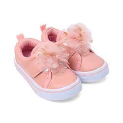 Cute Walk by Babyhug Casual Shoes with Velcro Closure & Floral Applique - Pink