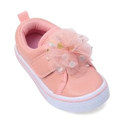 Cute Walk by Babyhug Casual Shoes with Velcro Closure & Floral Applique - Pink