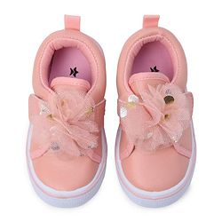 Cute Walk by Babyhug Casual Shoes with Velcro Closure & Floral Applique - Pink