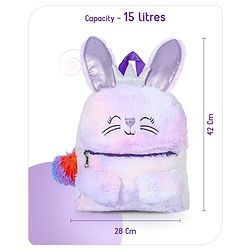 Babyhug Soft Plush Kids Rabbit School Bag Pink - 12 Inches