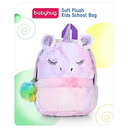 Babyhug Soft Plush Unicorn Twilight Sparkling Kids School Bag Purple & Pink - 12 Inches