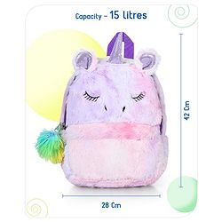 Babyhug Soft Plush Unicorn Twilight Sparkling Kids School Bag Purple & Pink - 12 Inches