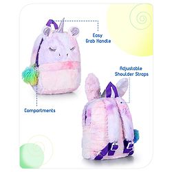 Babyhug Soft Plush Unicorn Twilight Sparkling Kids School Bag Purple & Pink - 12 Inches