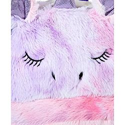 Babyhug Soft Plush Unicorn Twilight Sparkling Kids School Bag Purple & Pink - 12 Inches
