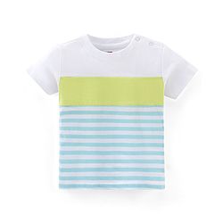 Babyhug Cotton Knit Half Sleeves T-Shirts with Dino Print Pack of 3 - White Blue & Green