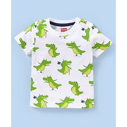 Babyhug Cotton Jersey Half Sleeves T-Shirt Crock Print Pack Of 3 - Green & White