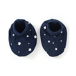 Babyhug 100% Cotton Star Printed Mittens & Booties - Navy Blue