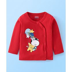 Babyhug 100% Cotton Full Sleeves Vests Stripes & Space Print Pack of 3- Red & Blue